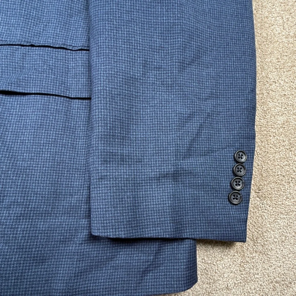 Jos. A. Bank Mens 44R‎ Blue Blazer Sport Coat Traditional Fit Micro Check Jacket